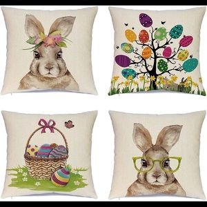 Easter pillow covers bunny farm eggs basket 18x18” watercolor. This is for 2!